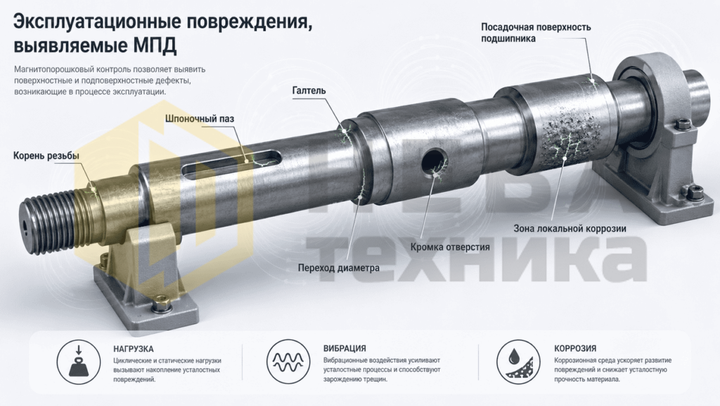 Виды и характеристики повреждений, определяемые при МПД